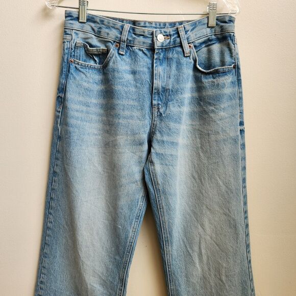 Zara Jeans Women's 6 Blue Light Wash Straight Leg Retro Grunge Classic Boho Chic - Picture 2 of 15